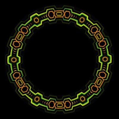 Connected Green & Yellow Hexagons round preview