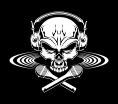 stock illustration 21286403 skull in headphones