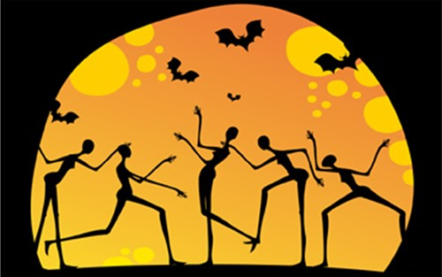 moonlight skeleton dance halloween invitation cropped