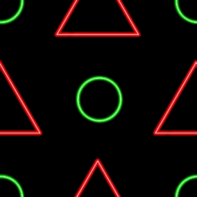 GLOWING TRIANGLES ON BLACK BACKGROUND