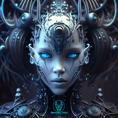 cyborg girl white blue