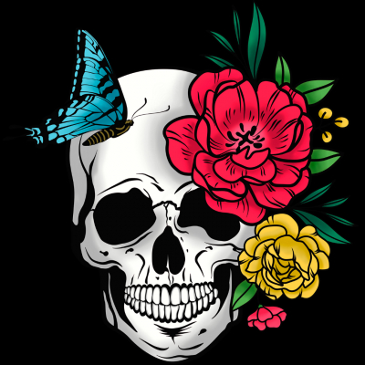 Skull with flowers
