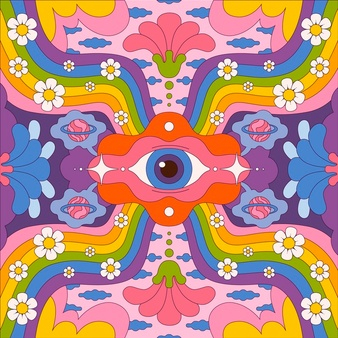 hand drawn psychedelic groovy background