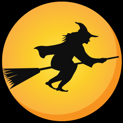 Flying witch and moon