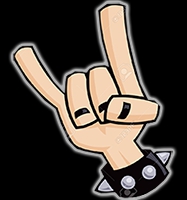 Heavy metal rock and roll devil horns hand sign with a black leather studded bracelet  Stock Vector