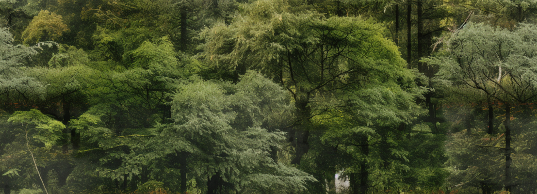 Realistic photo of forest tree full of leaves