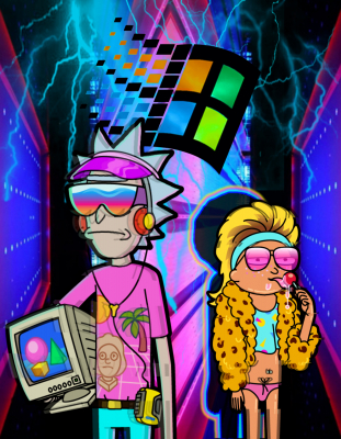 Vaporwave Rick and Morty