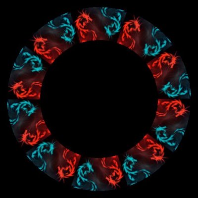 blue and red water and fire dragons round preview