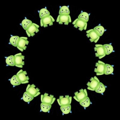 cute green monster round preview
