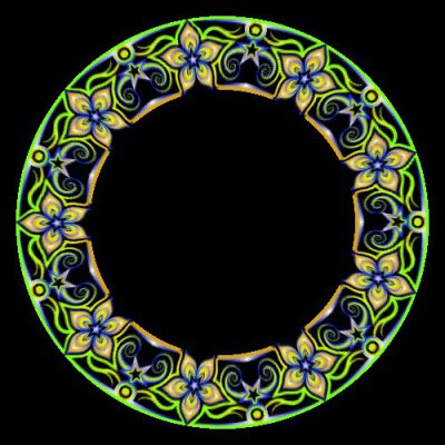 Green Plumeria  cold colors round preview