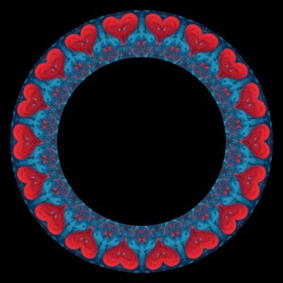 Two red hearts surrounded by intristic ornaments. round preview