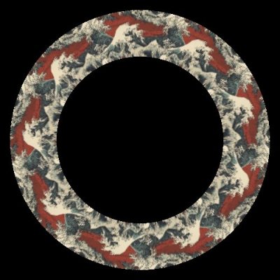 Detailed high contrast Japanese art painting of a huge wave round preview