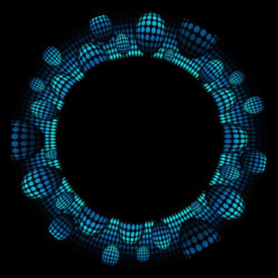 Distorted Blue Dots Thru Spheres round preview
