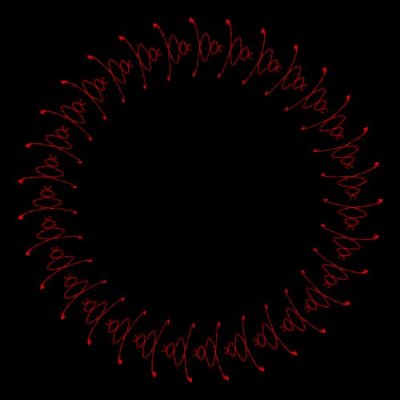 Hoop segments falling to rest Red round preview