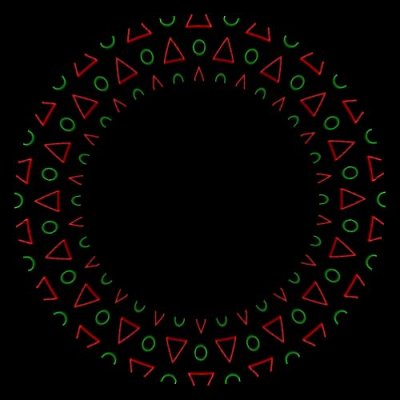 GLOWING TRIANGLES ON BLACK BACKGROUND round preview