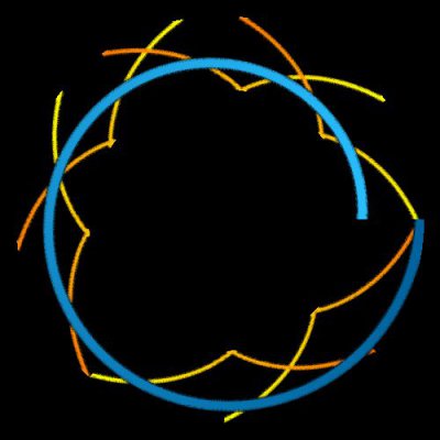 2 Orange lines with one blue round preview